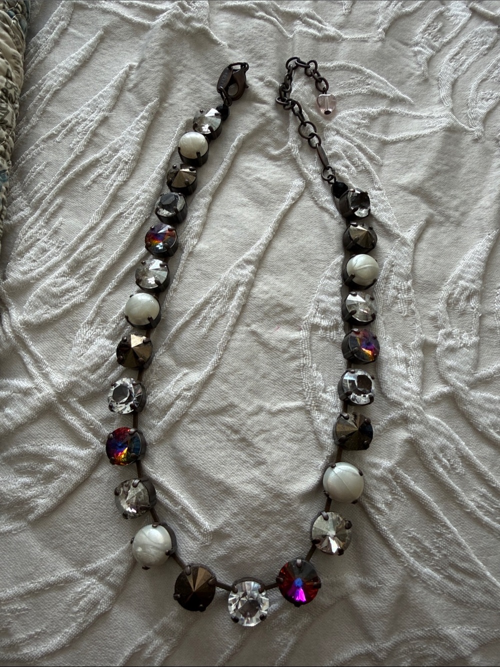 Sabika Iridescent Crystal & White Bead Statement Necklace